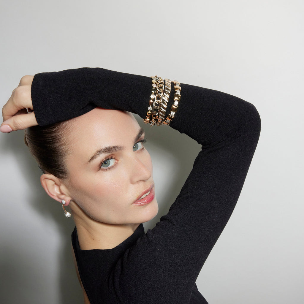 Pulsera con Circonita Brillante acabado oro 18k - Sured