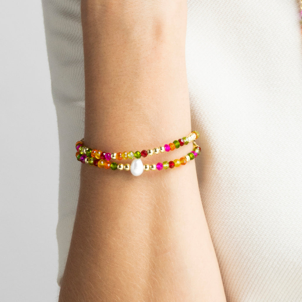 Pulsera con Cristal Rosa acabado oro 18k - Miota
