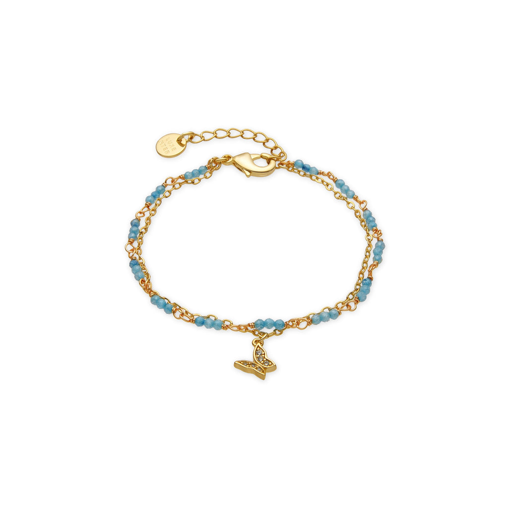 Pulsera con Cristal Azul acabado oro 18k - Zinli
