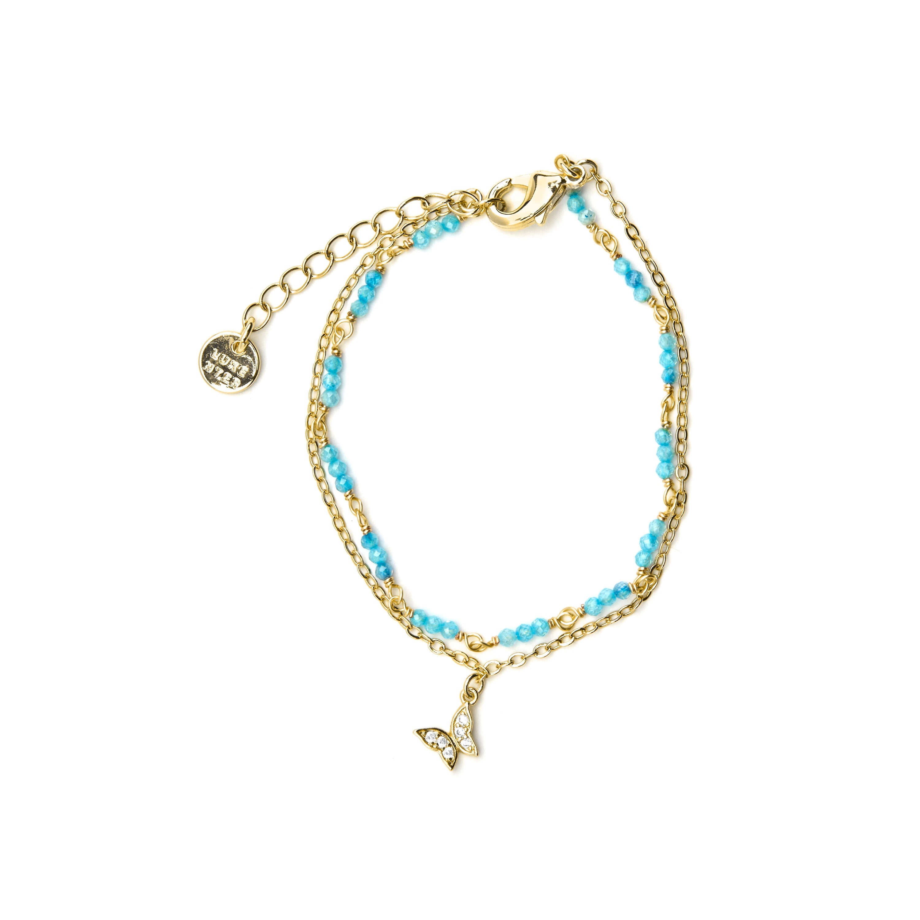 Pulsera con Cristal Azul acabado oro 18k - Zinli