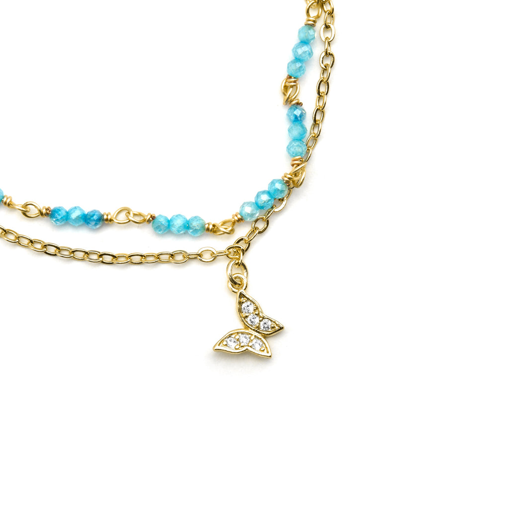 Pulsera con Cristal Azul acabado oro 18k - Zinli