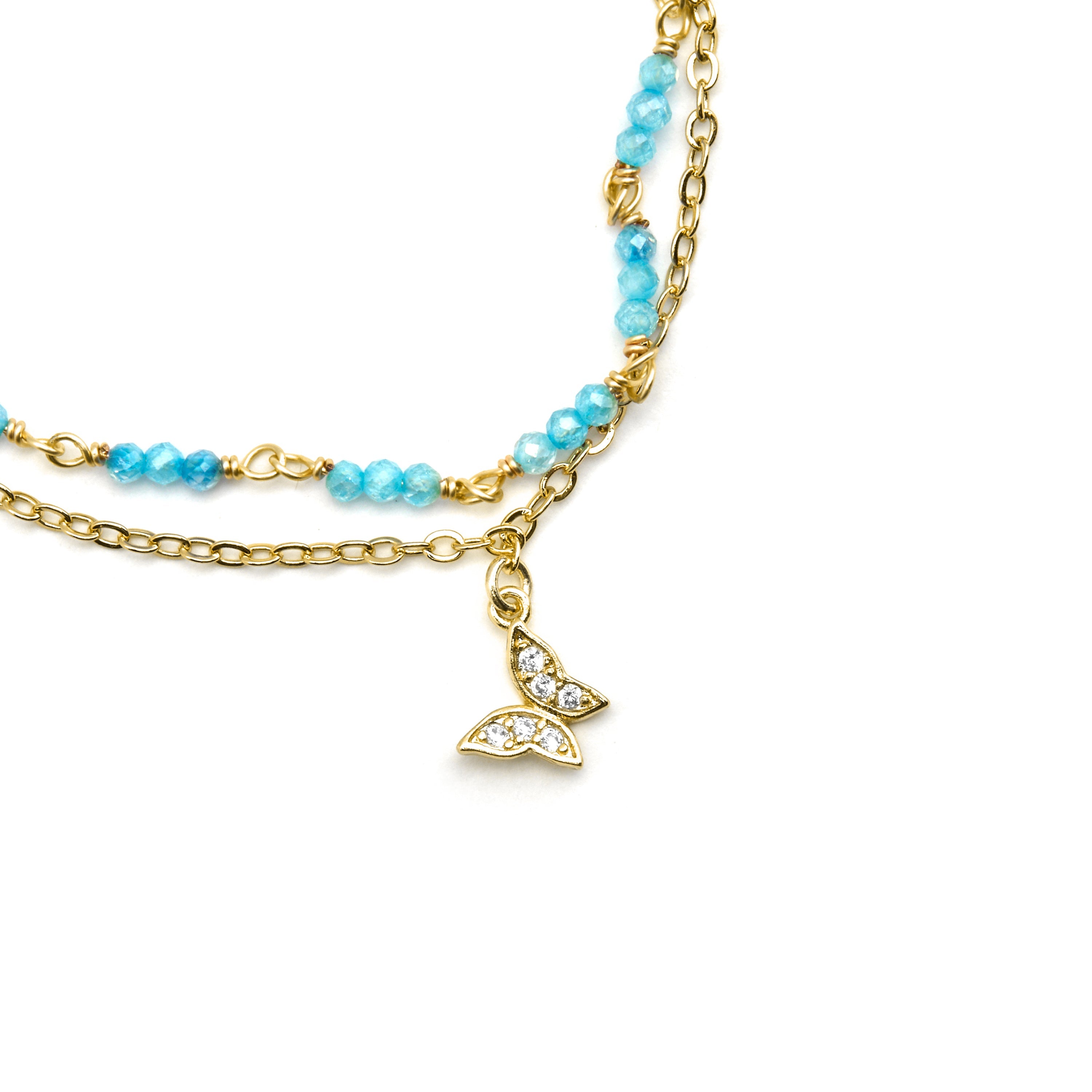 Pulsera con Cristal Azul acabado oro 18k - Zinli