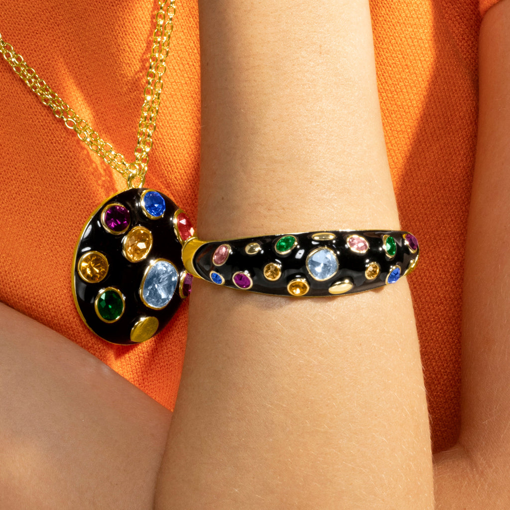 Pulsera con Lacado Negro acabado oro 18k - Yever