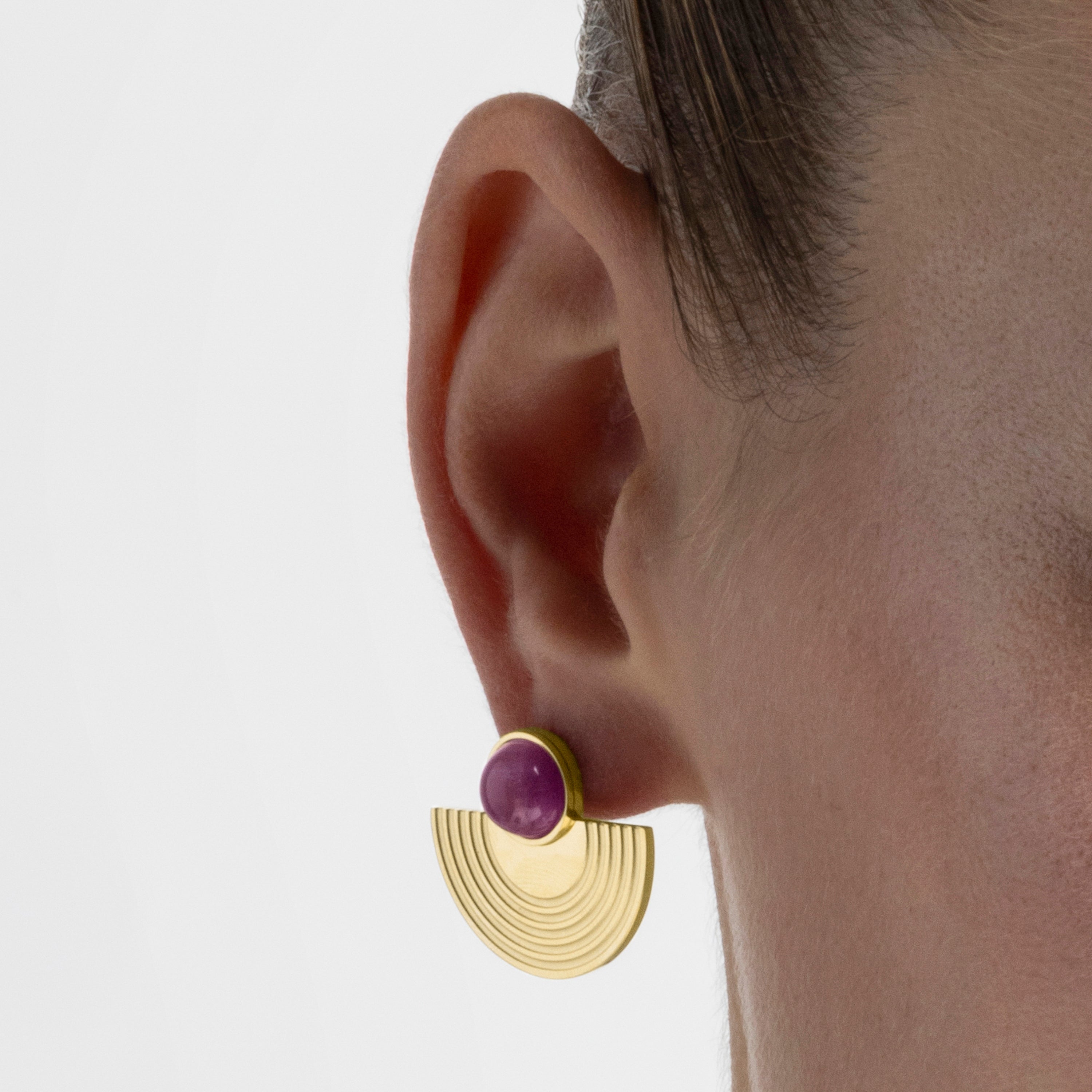 Pendientes con Cuarzo Hidrotermal Amatista acabado oro 18k - Koru