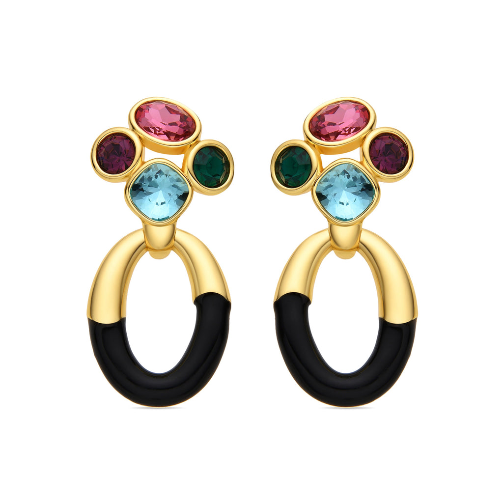 Pendientes con Circonita Multicolor acabado oro 18k - Adba