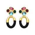 Pendientes con Circonita Multicolor acabado oro 18k - Adba