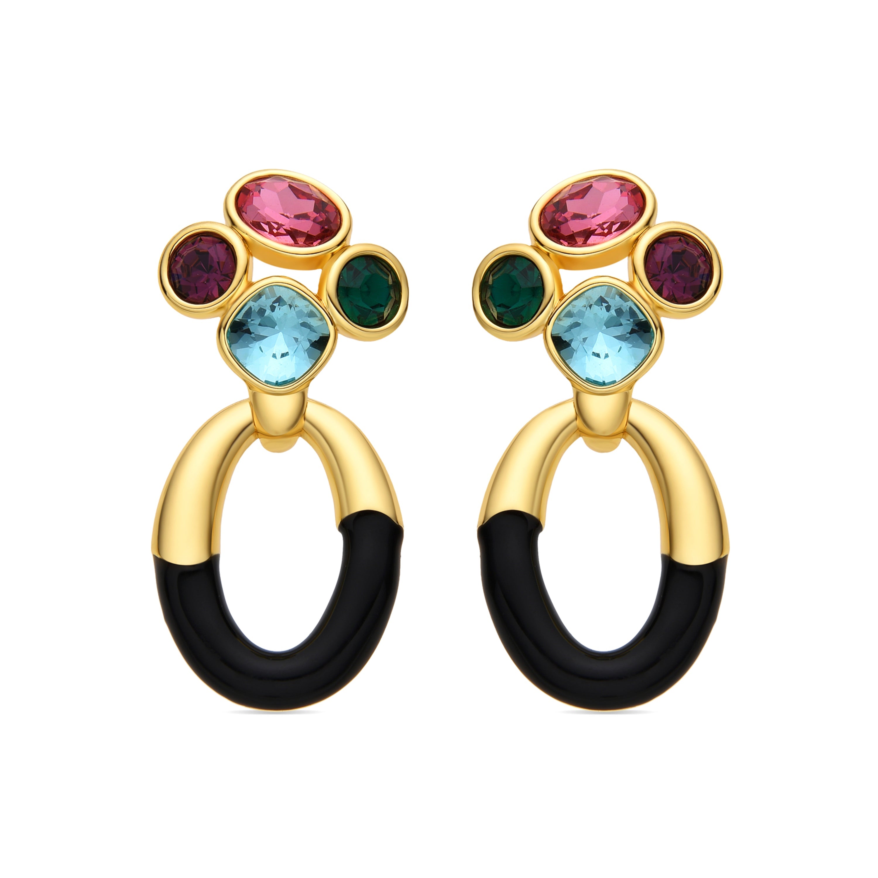 Pendientes con Circonita Multicolor acabado oro 18k - Adba