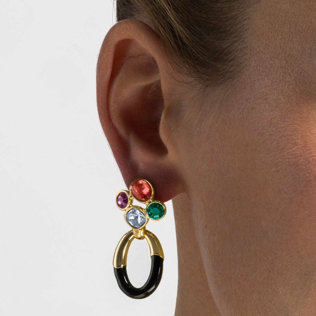 Pendientes con Circonita Multicolor acabado oro 18k - Adba