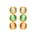 Pendientes con Ojo de Gato Multicolor acabado oro 18k - Shureo