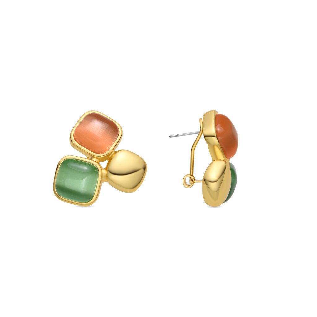Pendientes con Ojo de Gato Multicolor acabado oro 18k - Nuroa