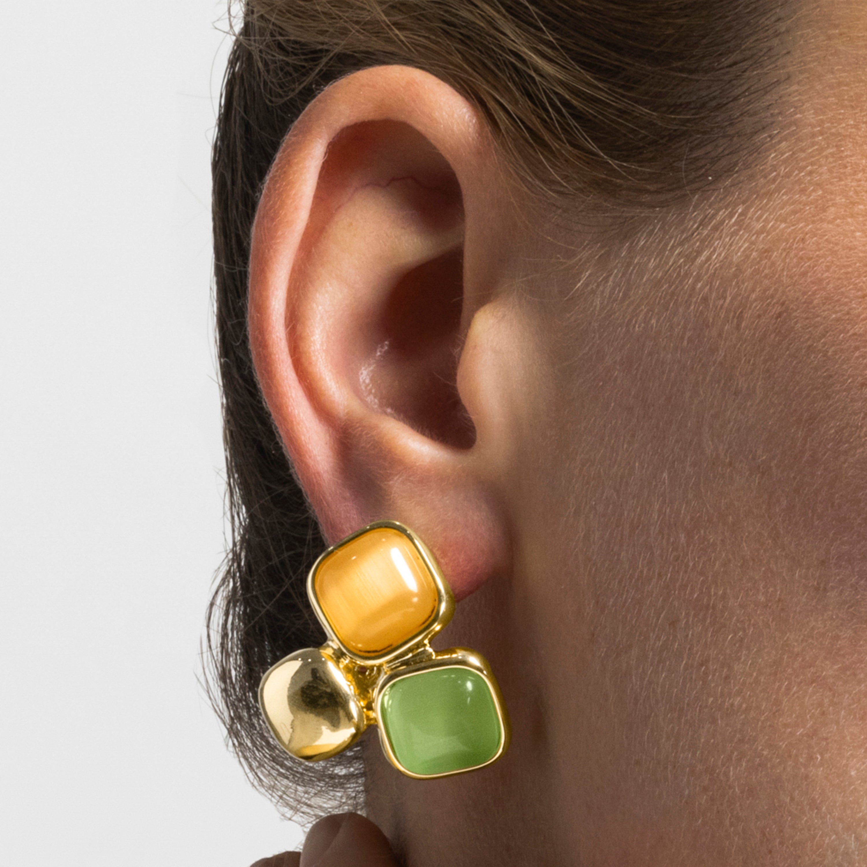 Pendientes con Ojo de Gato Multicolor acabado oro 18k - Nuroa