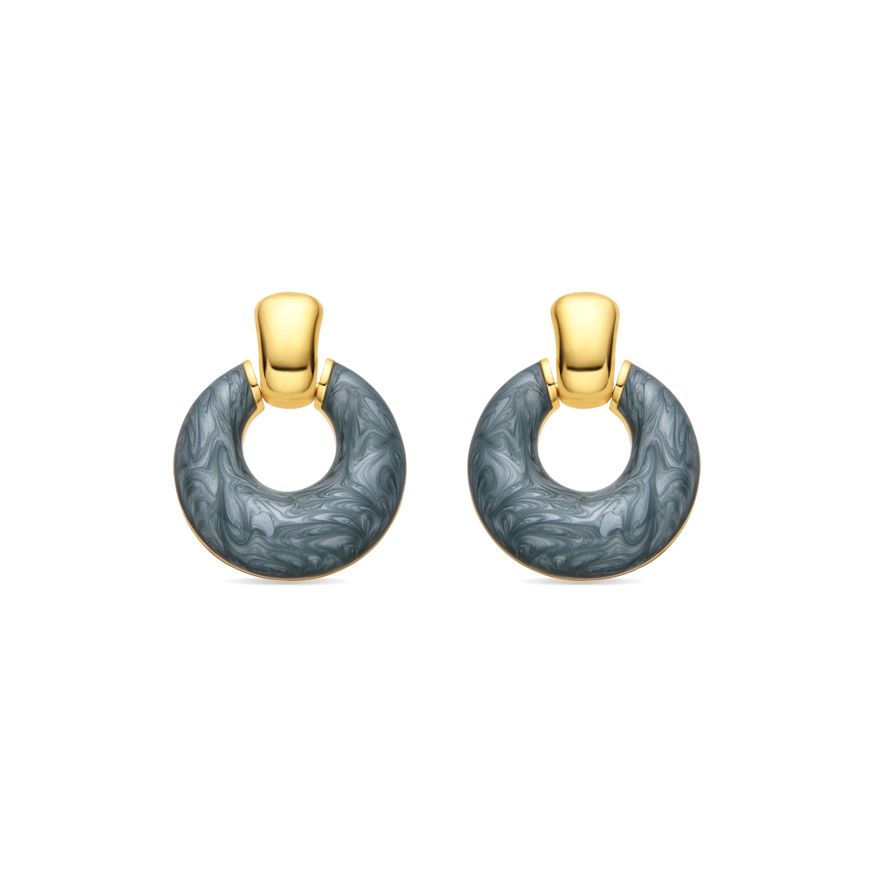 Pendientes con Lacado Azul acabado oro 18k - Fores