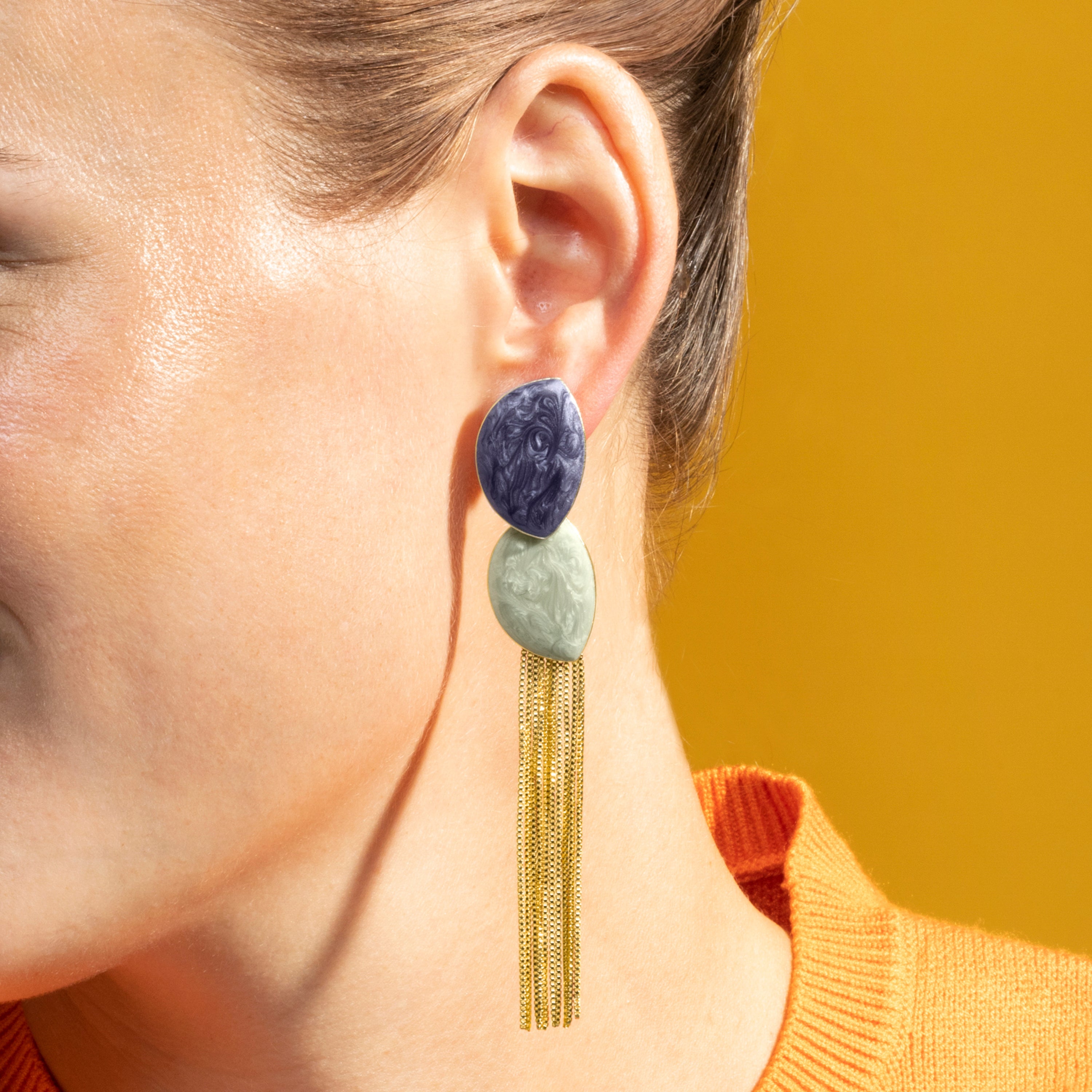 Pendientes con Lacado Azul acabado oro 18k - Gori