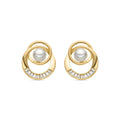 Pendientes con Perla Blanca acabado oro 18k - Lebya