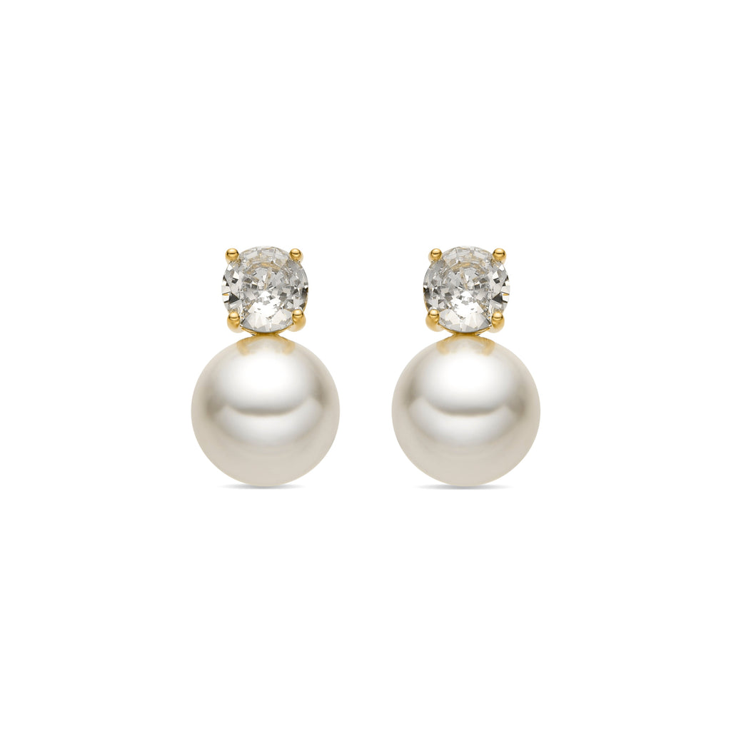 Pendientes con Perla Blanca acabado oro 18k - Pacezu