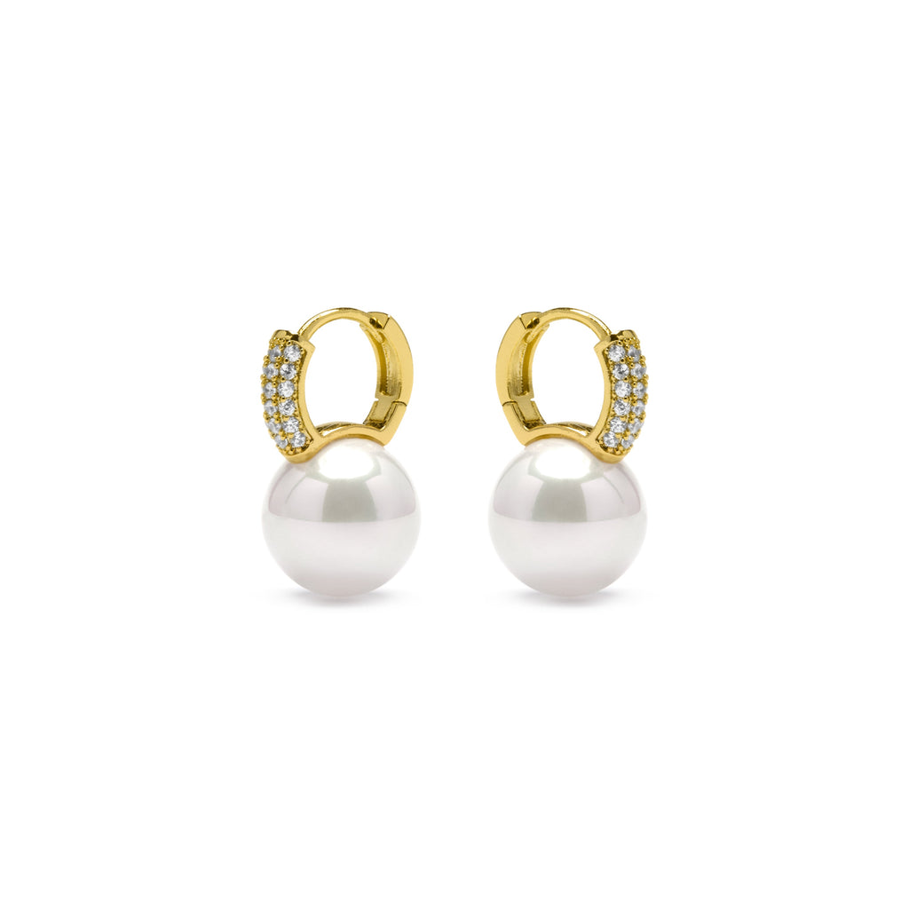 Pendientes acabado oro amarillo de 18k y Perla Blanca - Maeki