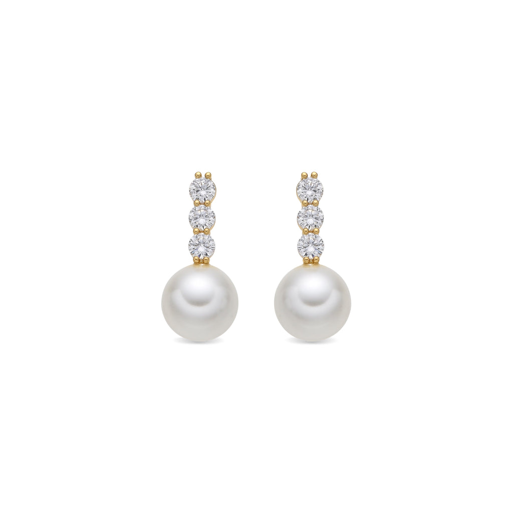 Pendientes acabado oro amarillo de 18k y Perla Blanca - Anu