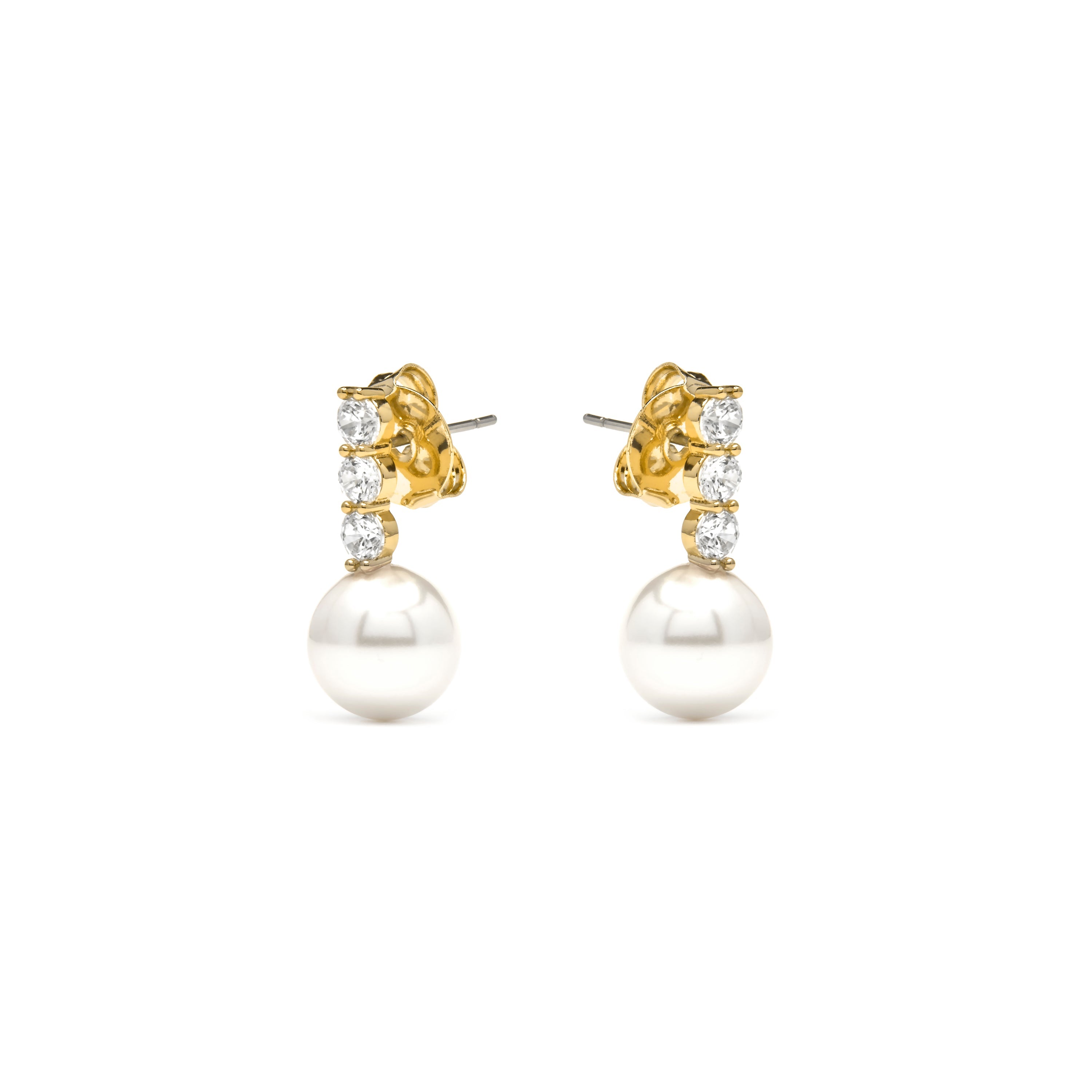Pendientes acabado oro amarillo de 18k y Perla Blanca - Anu