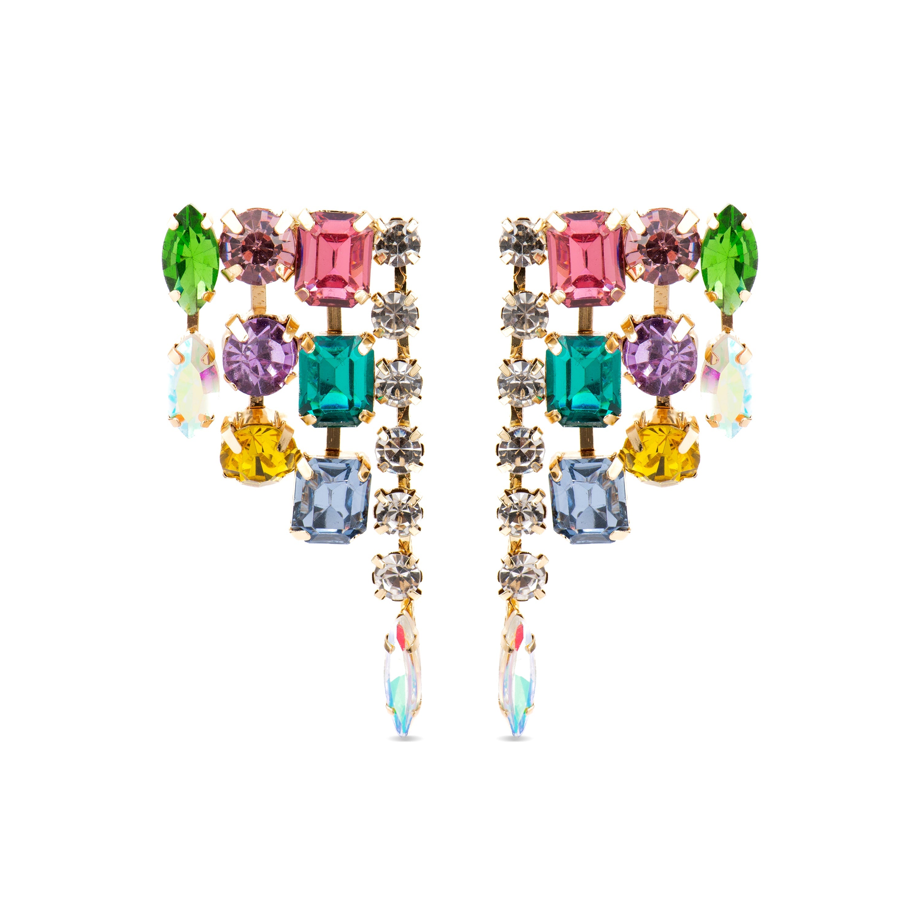 Pendientes con Cristal Multicolor acabado oro 18k - Shamwa