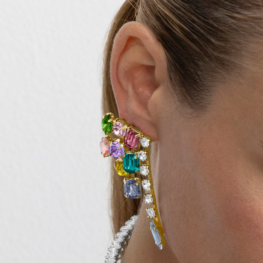 Pendientes con Cristal Multicolor acabado oro 18k - Shamwa