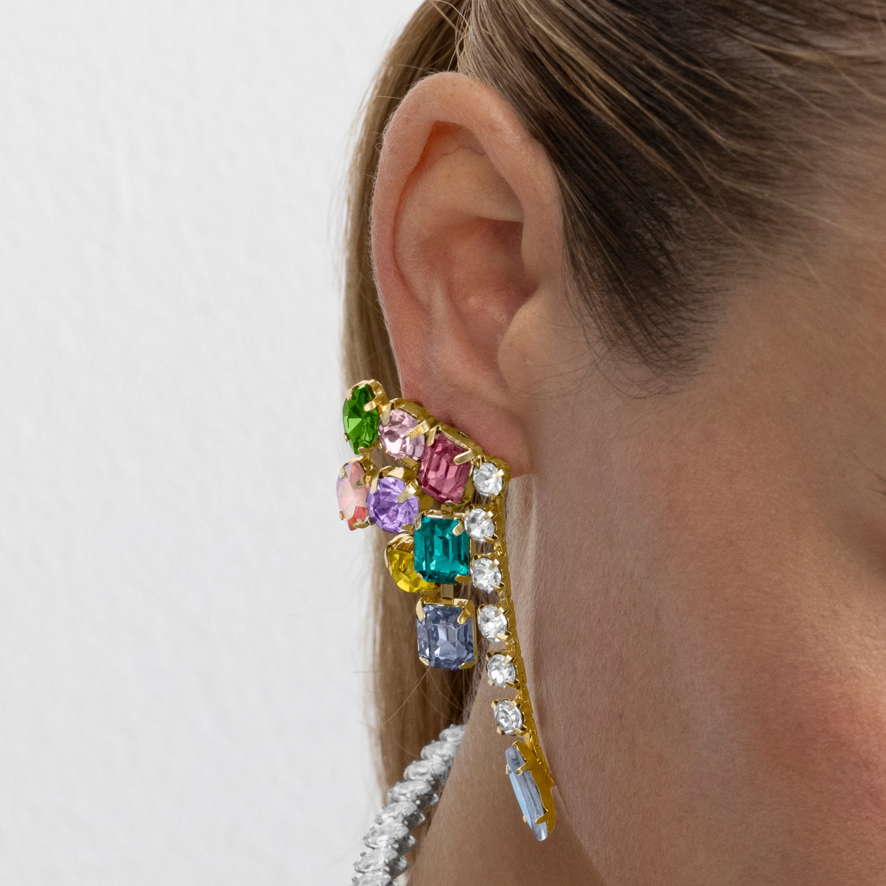 Pendientes con Cristal Multicolor acabado oro 18k - Shamwa