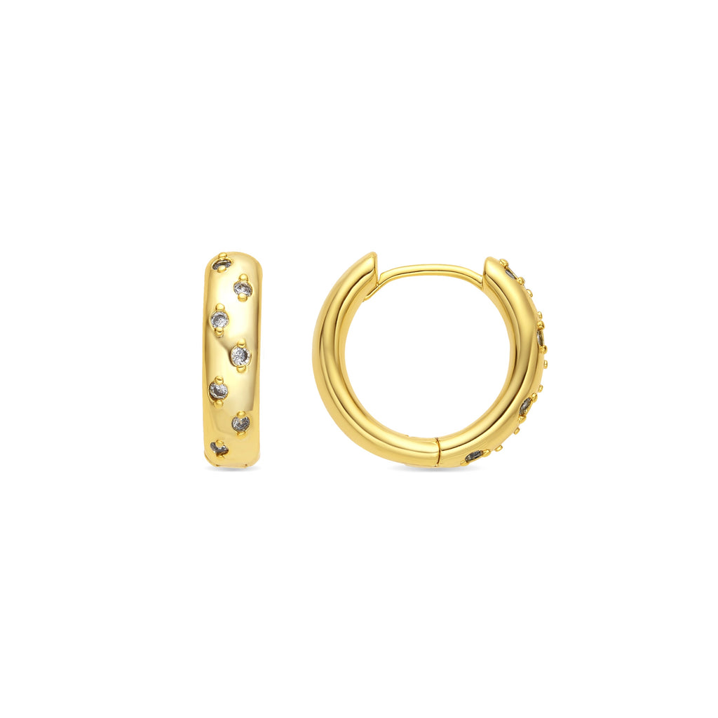 Pendientes acabado oro amarillo de 18k y Circonita Brillante - Yase