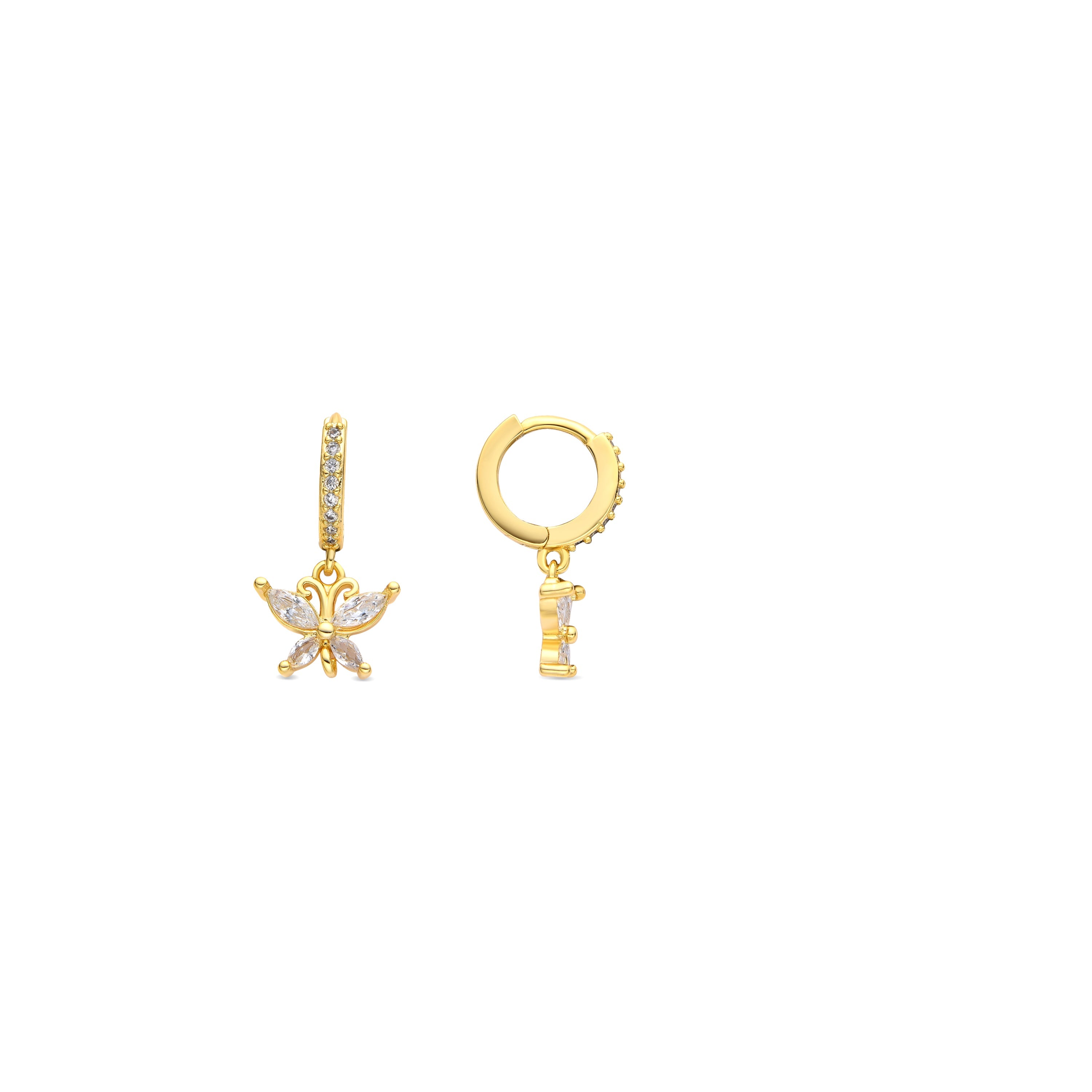 Pendientes acabado oro amarillo de 18k y Circonita Brillante - Zare