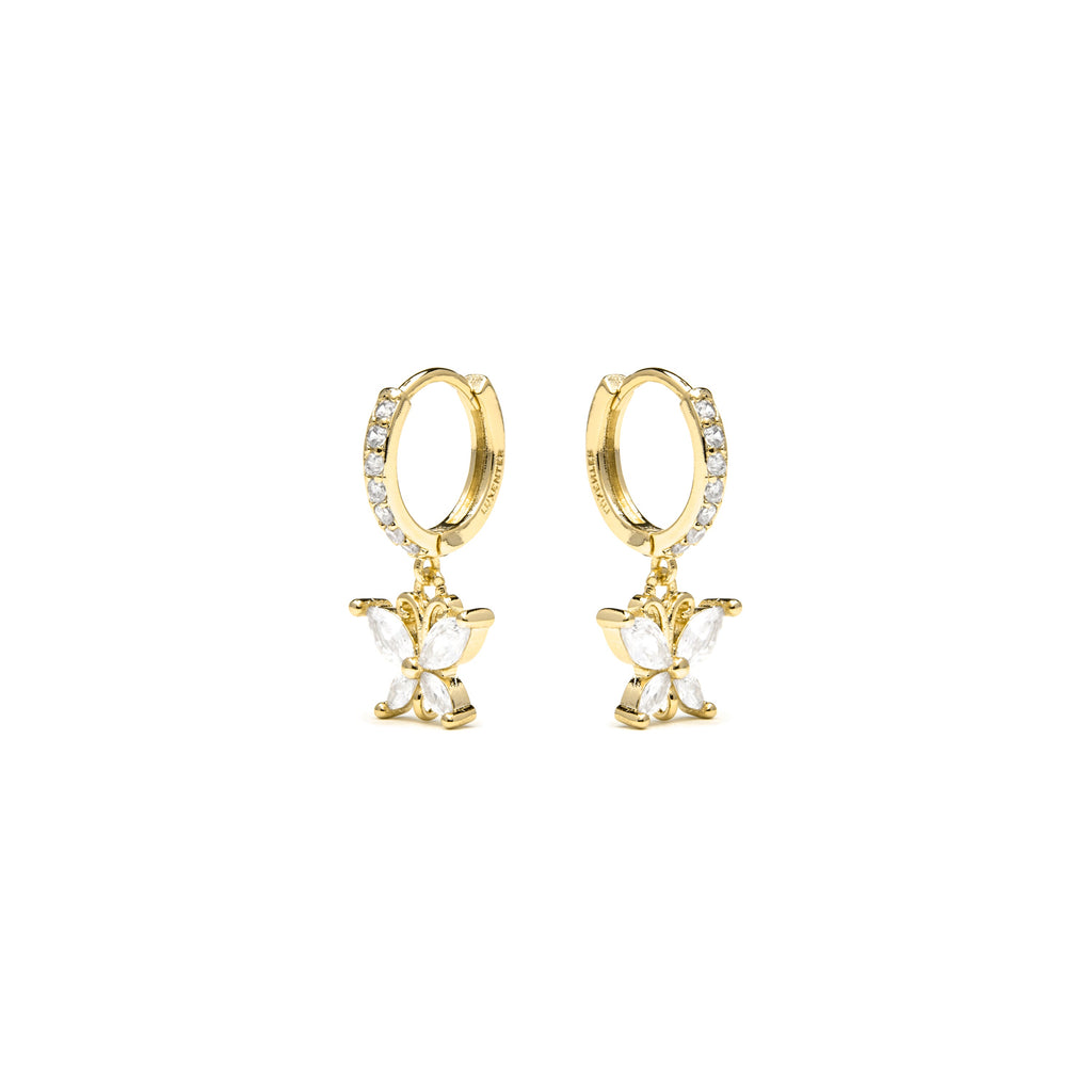 Pendientes acabado oro amarillo de 18k y Circonita Brillante - Zare