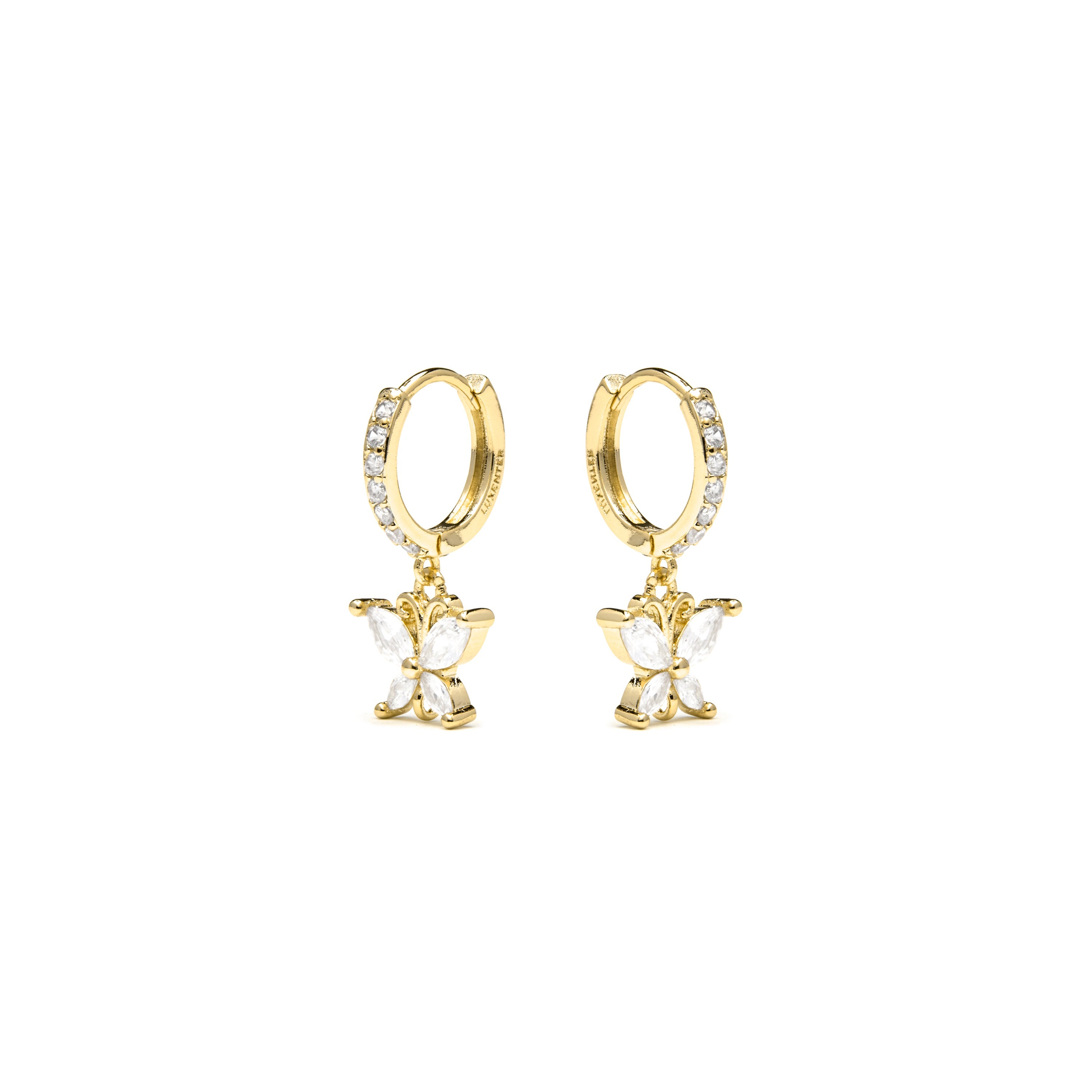 Pendientes acabado oro amarillo de 18k y Circonita Brillante - Zare