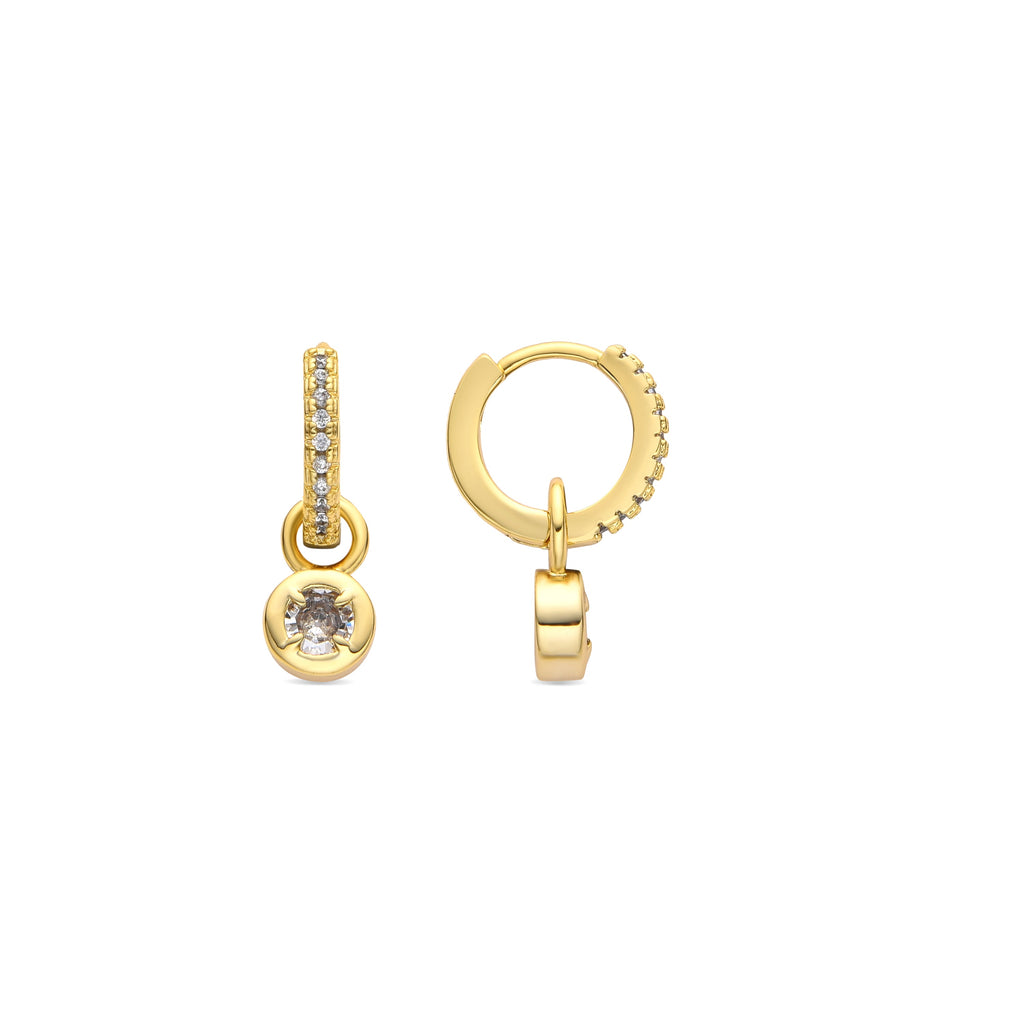 Pendientes acabado oro amarillo de 18k y Circonita Brillante - Yacoss
