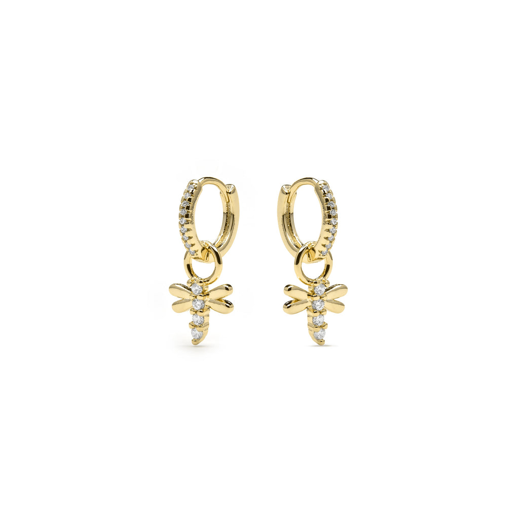 Pendientes acabado oro amarillo de 18k y Circonita Brillante - Jukel
