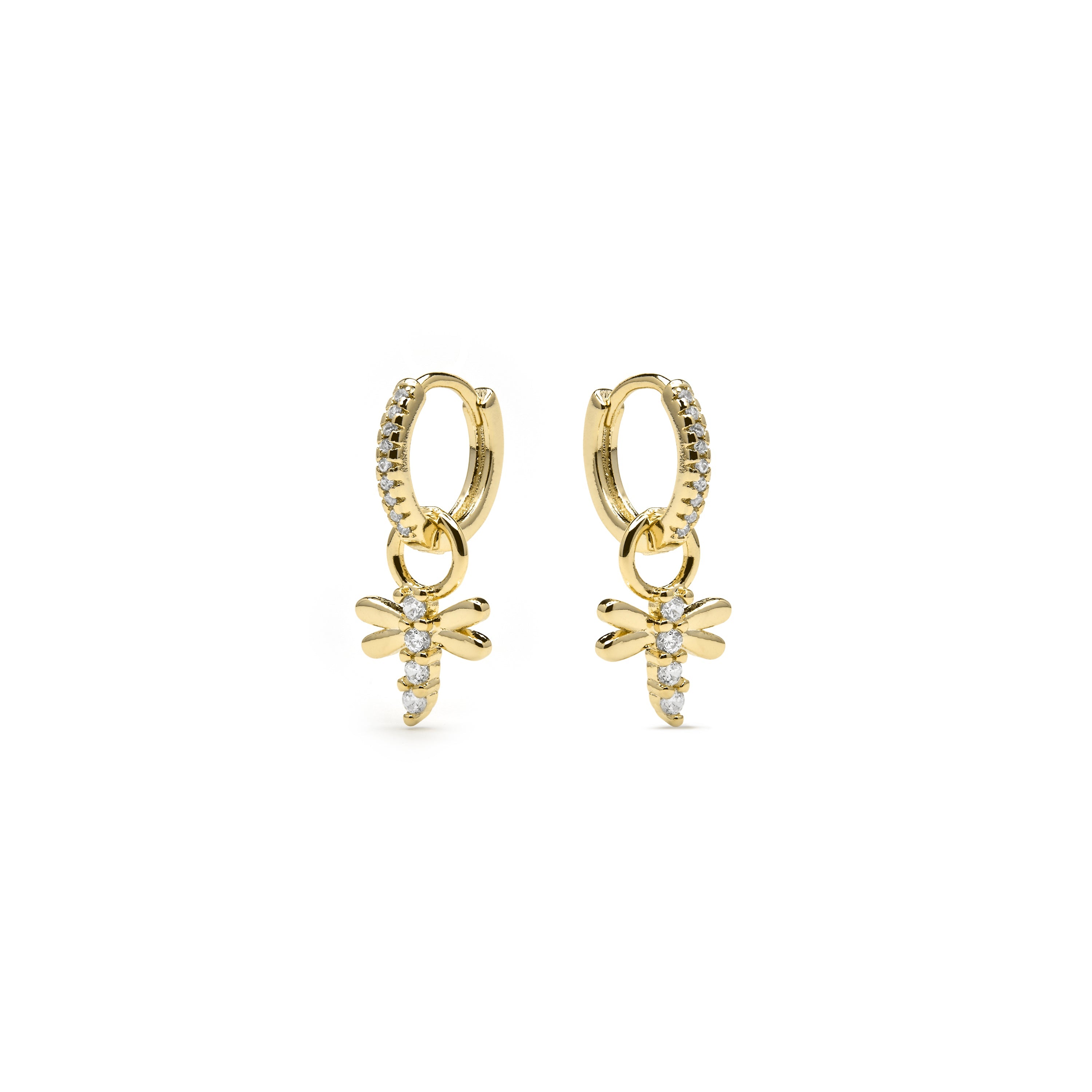 Pendientes acabado oro amarillo de 18k y Circonita Brillante - Jukel