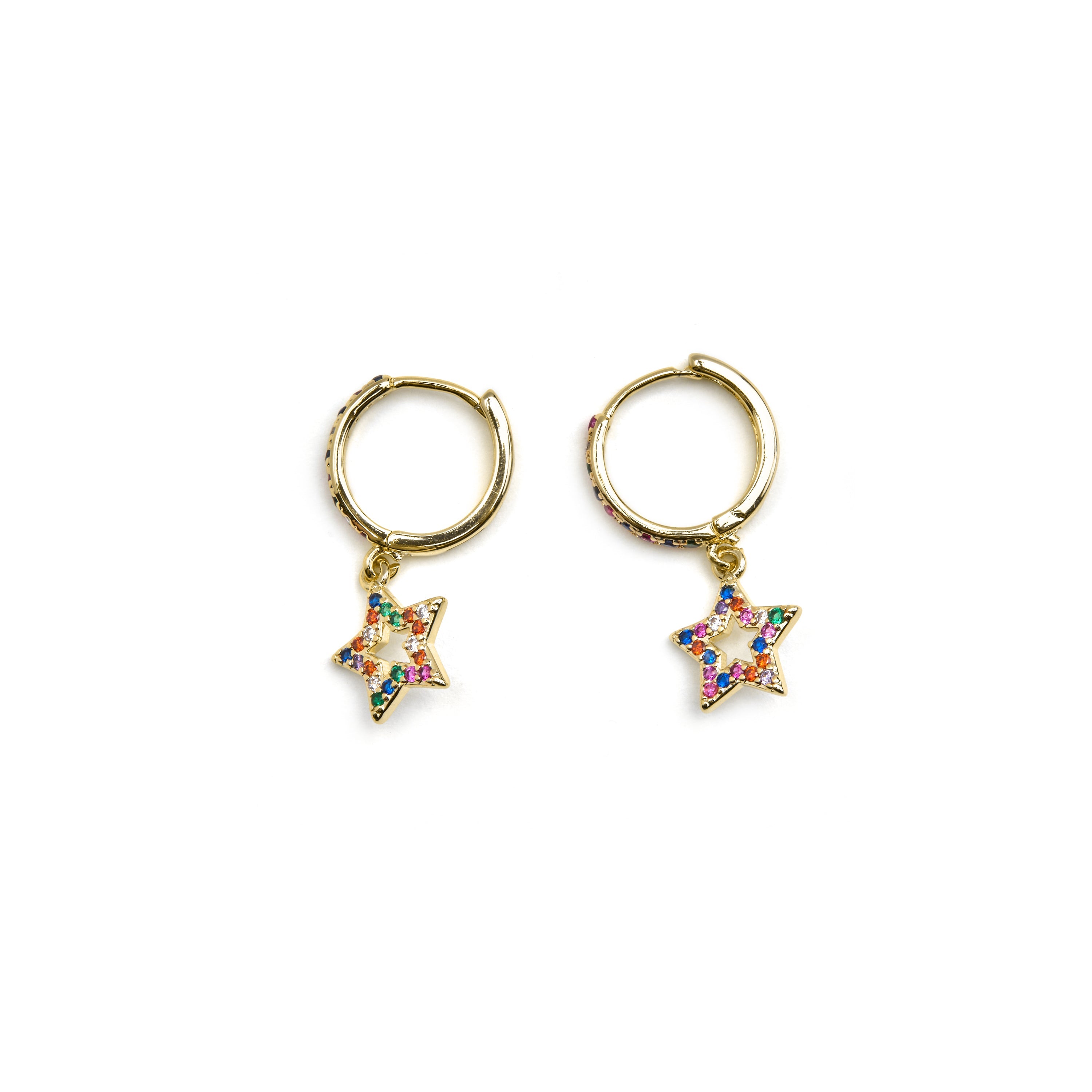 Pendientes con Circonita Multicolor acabado oro 18k - Fardie