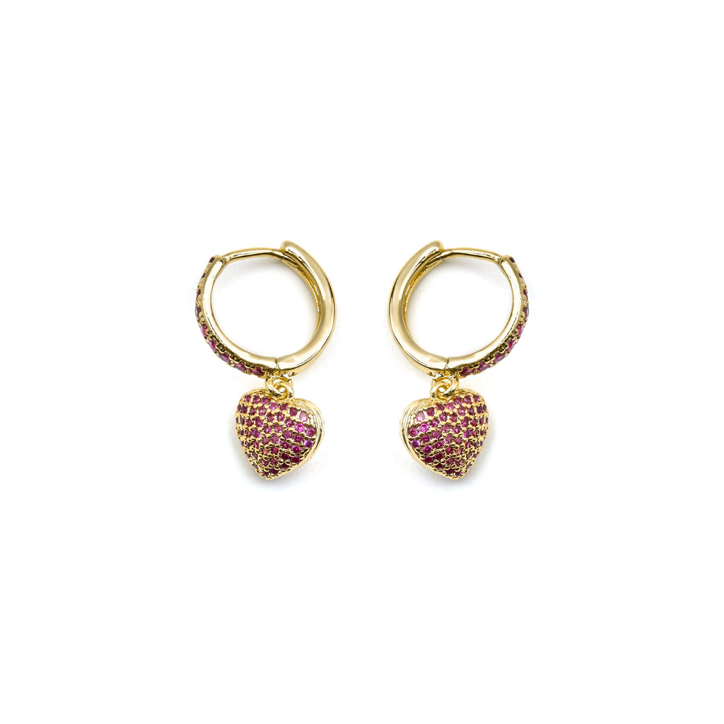 Pendientes con Circonita Rubí acabado oro 18k - Korisen