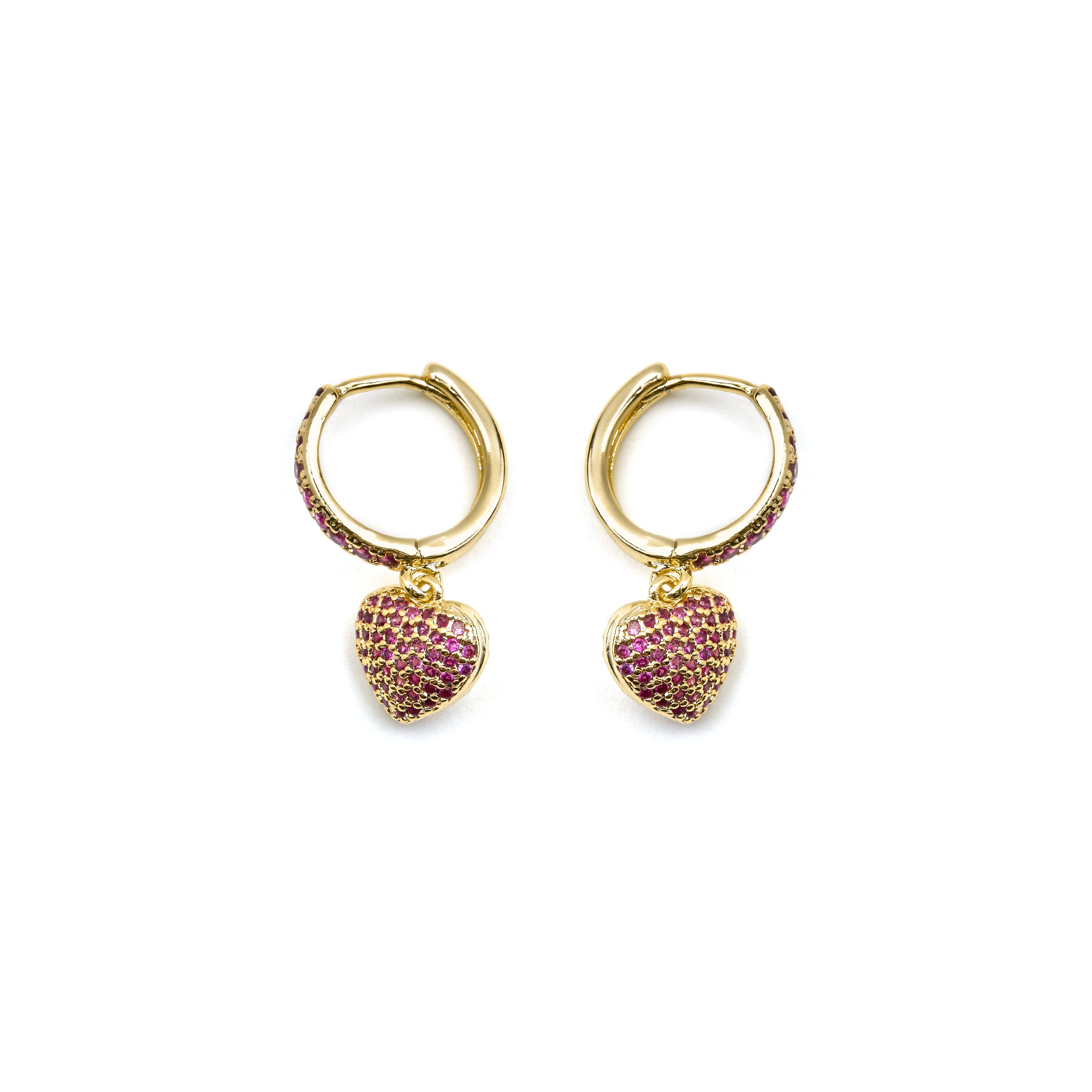 Pendientes con Circonita Rubí acabado oro 18k - Korisen