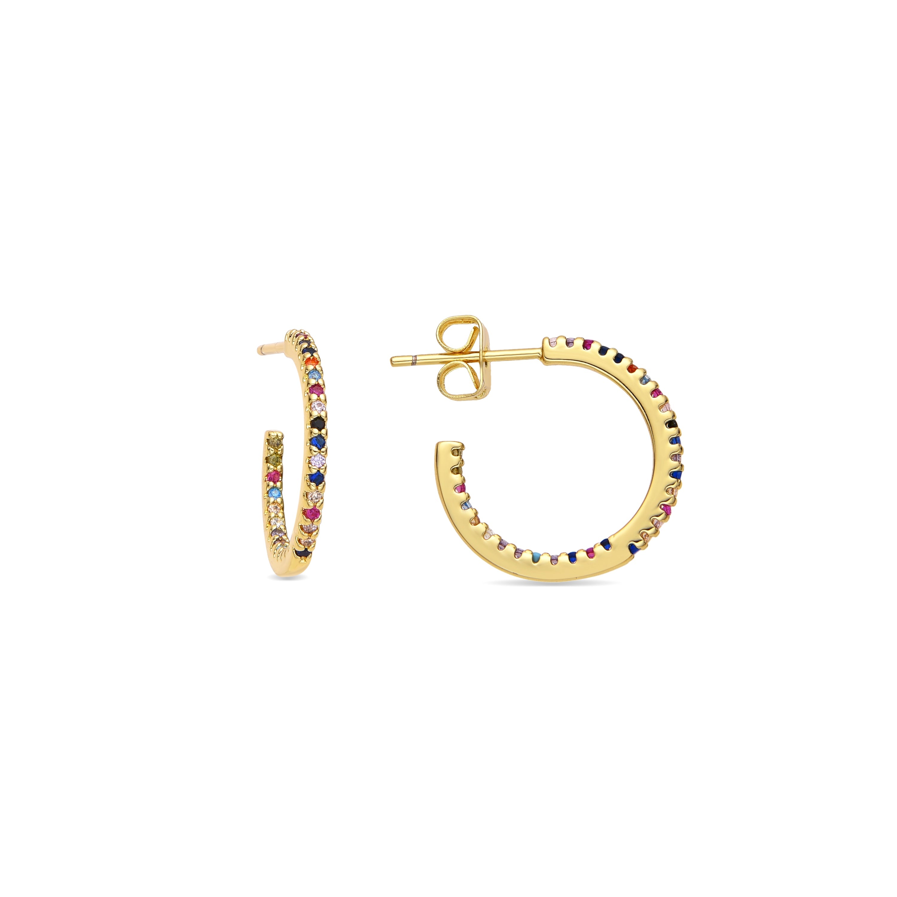 Pendientes con Circonita Multicolor acabado oro 18k - Kumo