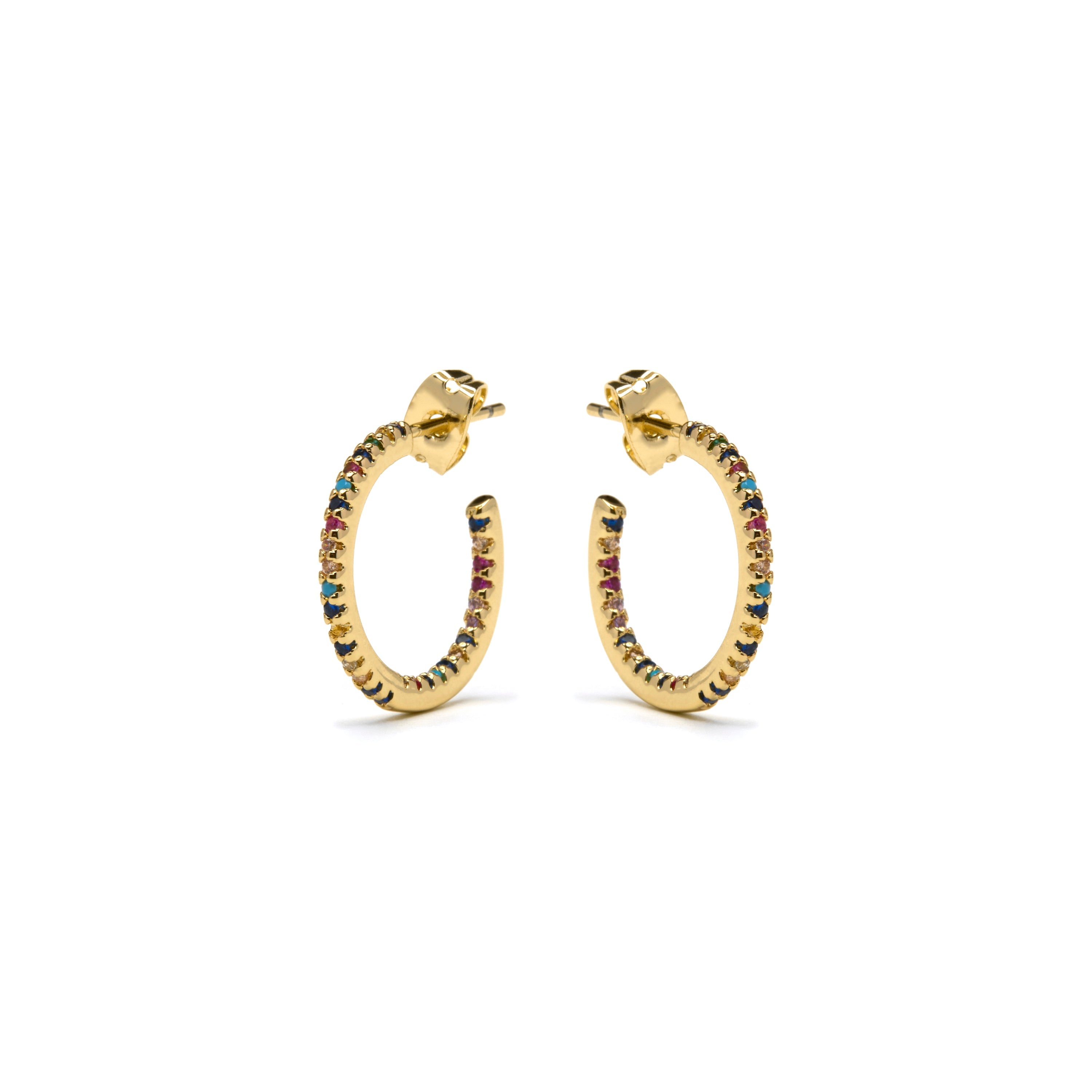 Pendientes con Circonita Multicolor acabado oro 18k - Kumo