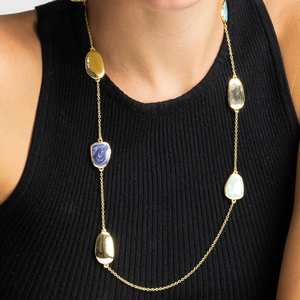Collar con Lacado Azul acabado oro 18k - Talyu