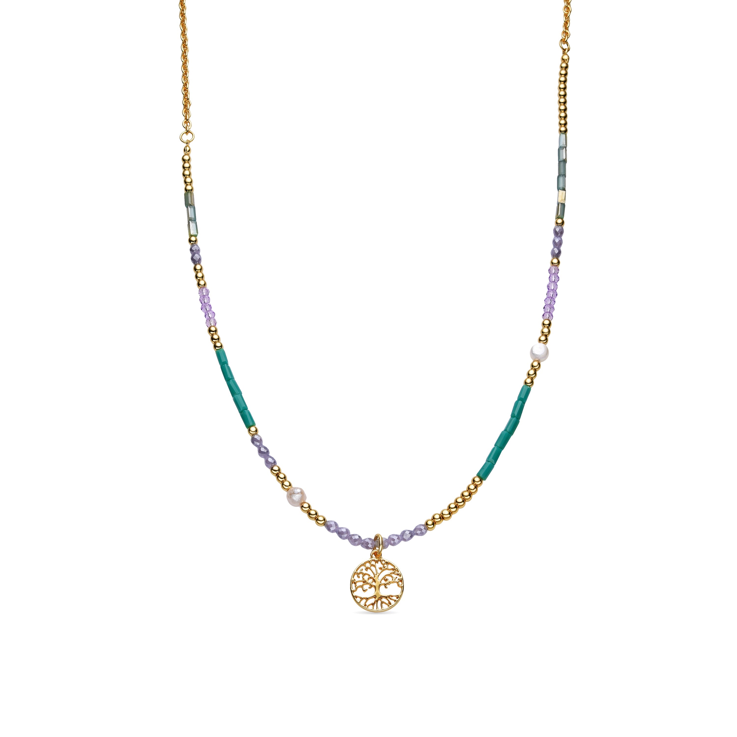 Collar con Cristal Azul acabado oro 18k - Zorsi