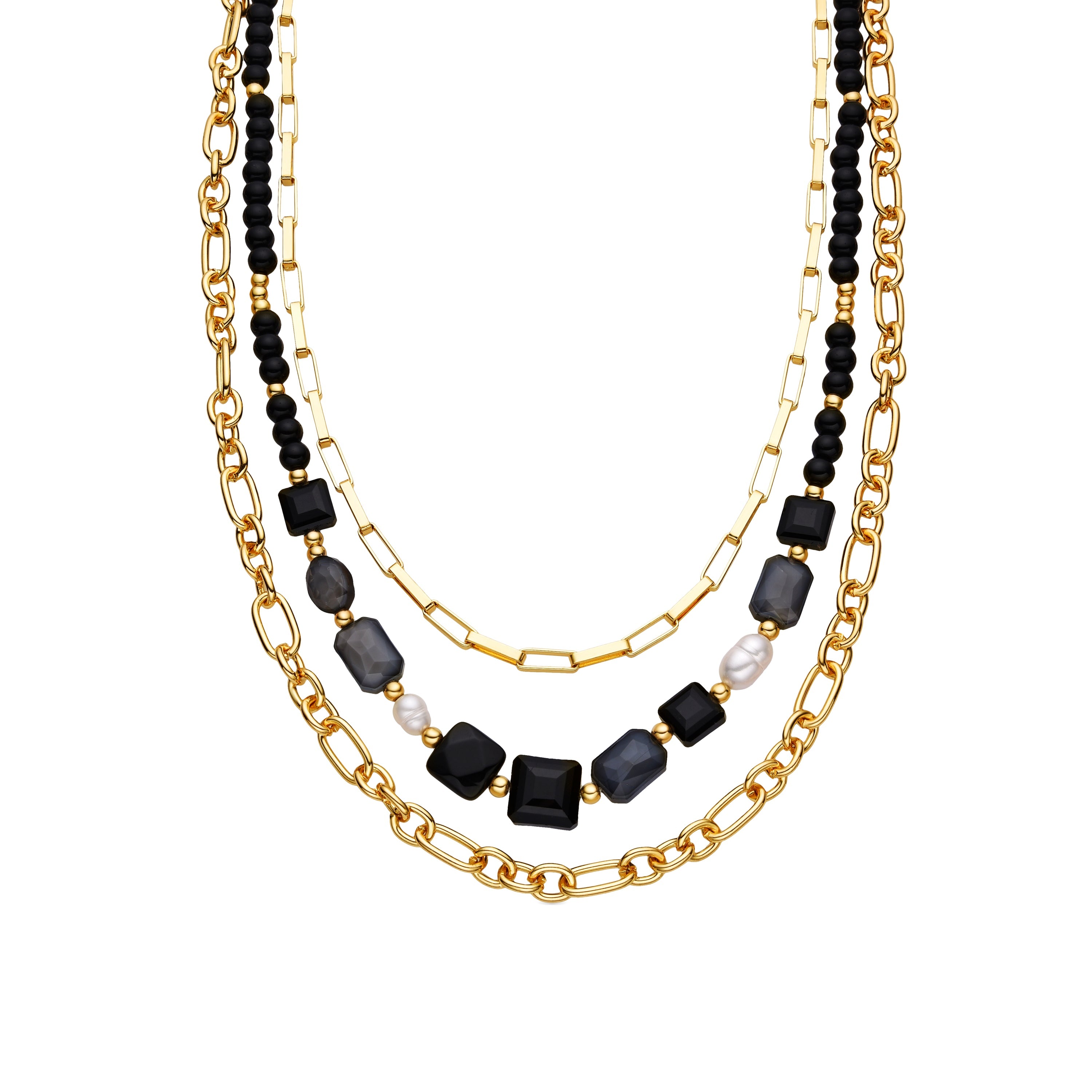 Collar con Resina Negra acabado oro 18k - Nyste