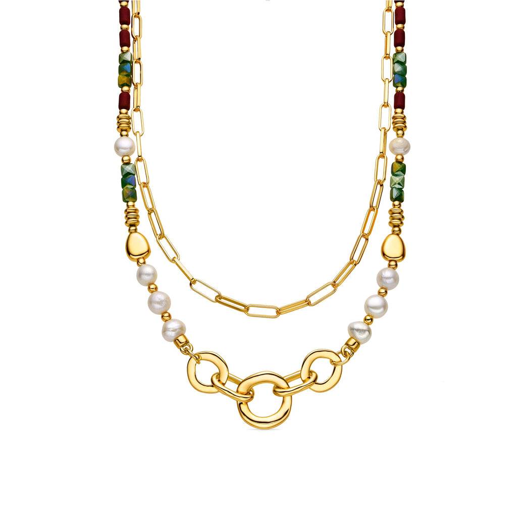 Collar con Perla Blanca acabado oro 18k - Kany