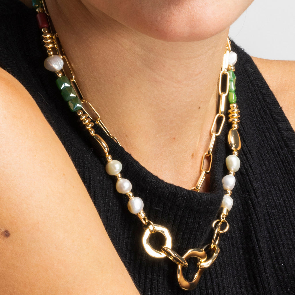 Collar con Perla Blanca acabado oro 18k - Kany