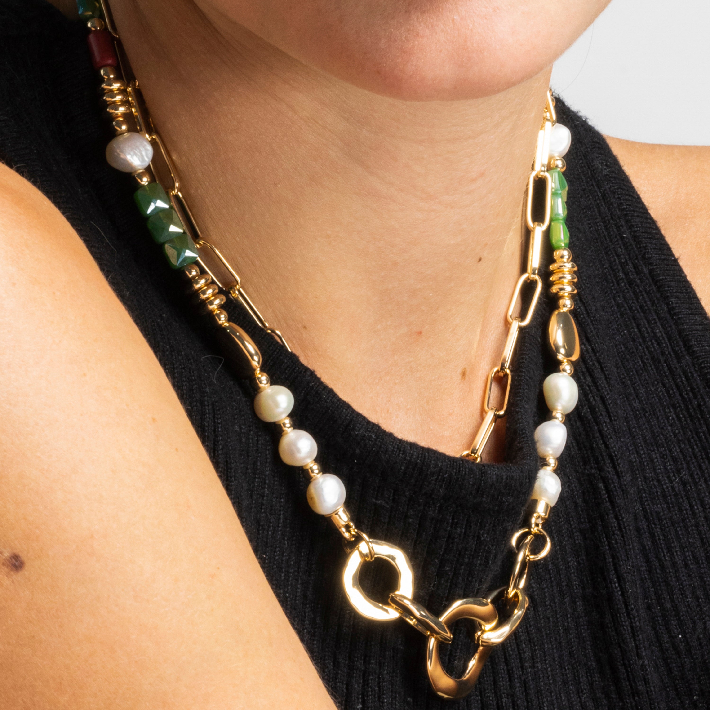 Collar con Perla Blanca acabado oro 18k - Kany