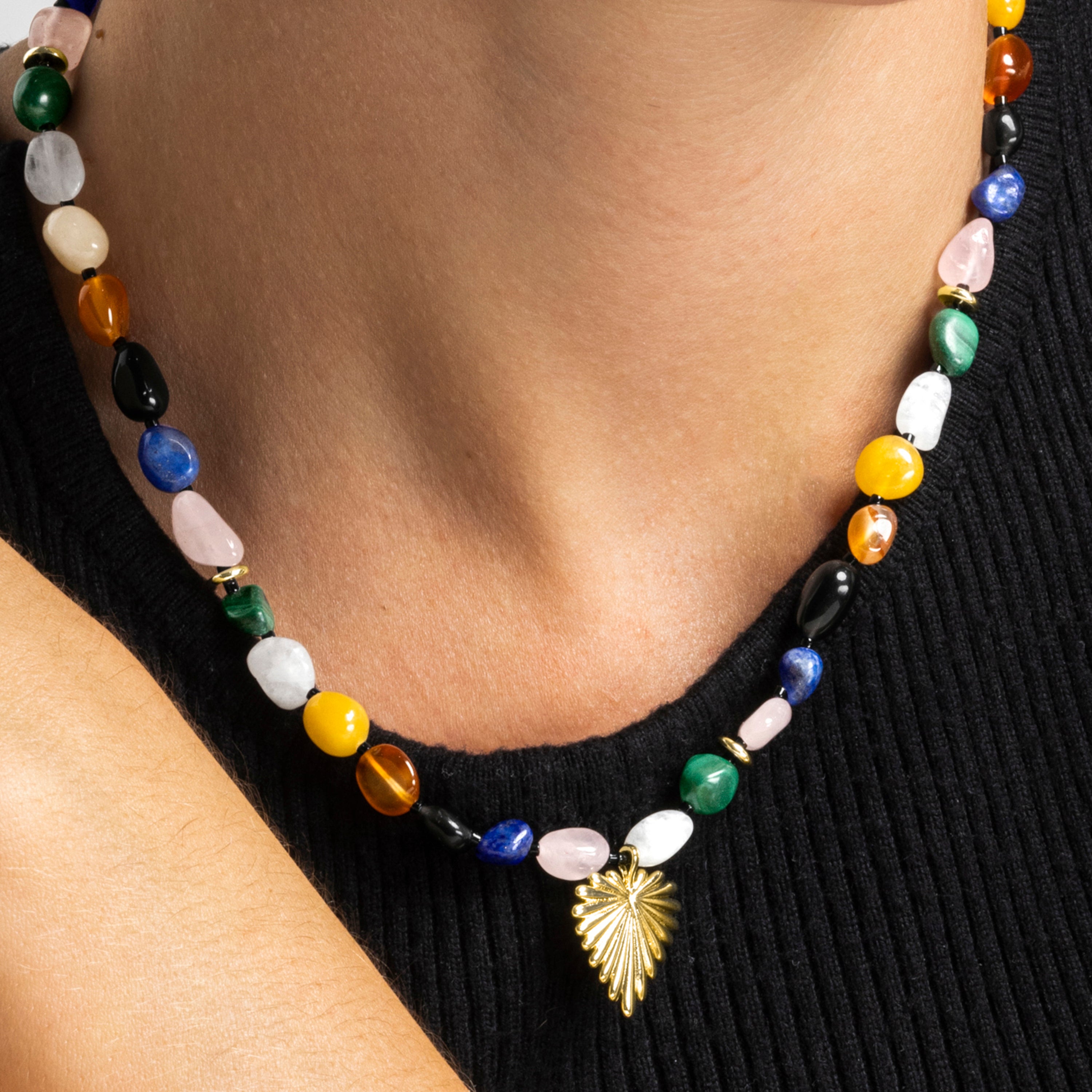 Collar con Multicolor Piedra Natural acabado oro 18k - Ilisen