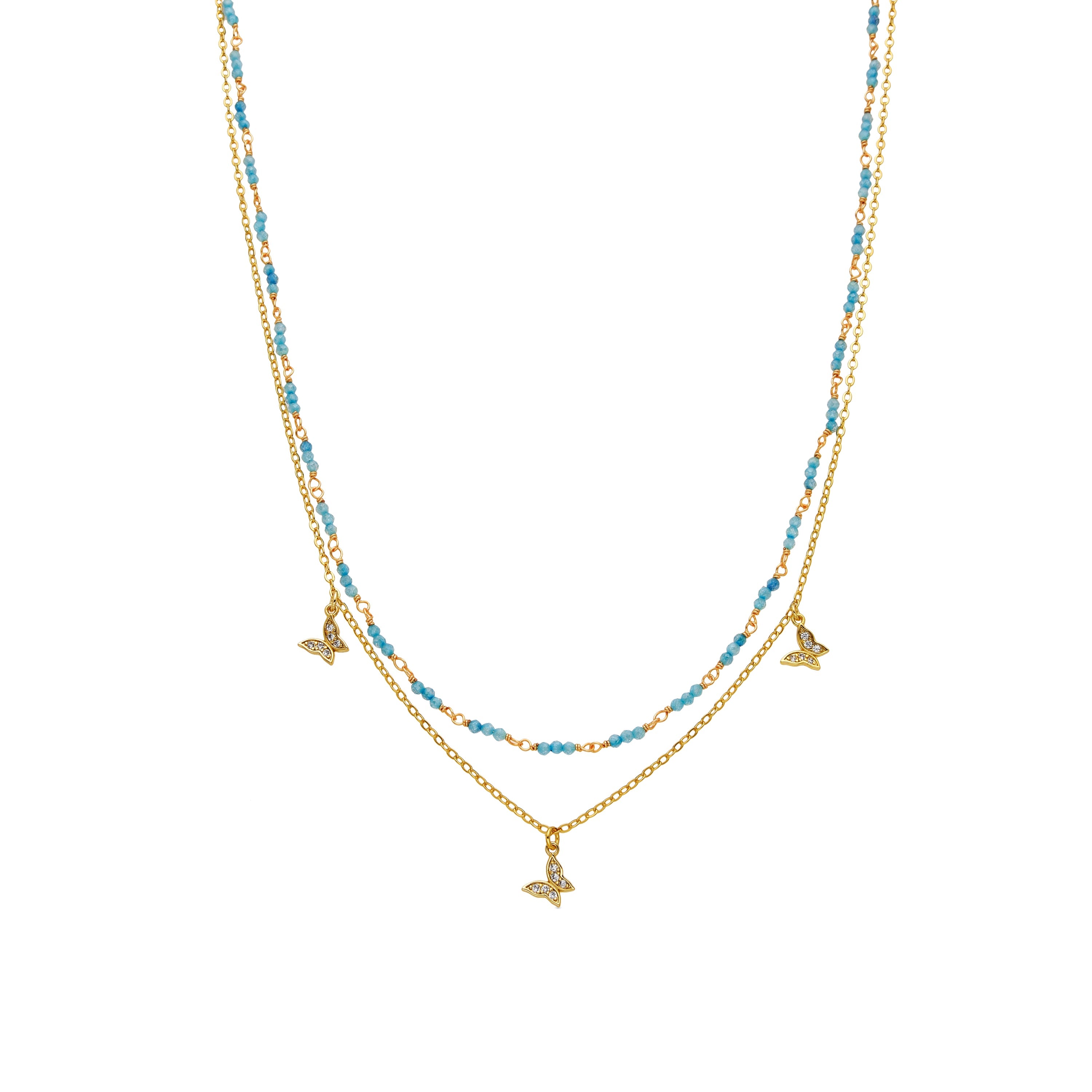 Collar con Cristal Azul acabado oro 18k - Zinli