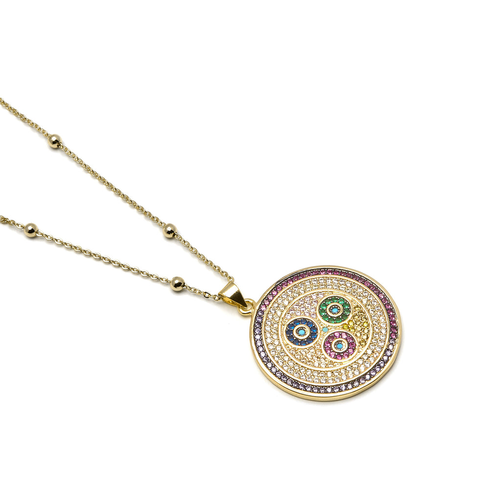 Collar con Circonita Multicolor acabado oro 18k - Purma