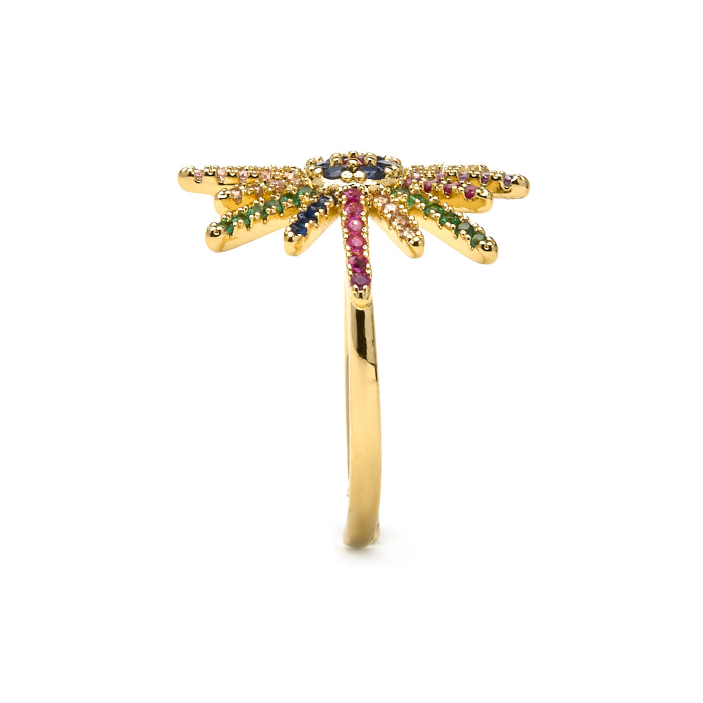 Anillo con Circonita Multicolor acabado oro 18k - Daob