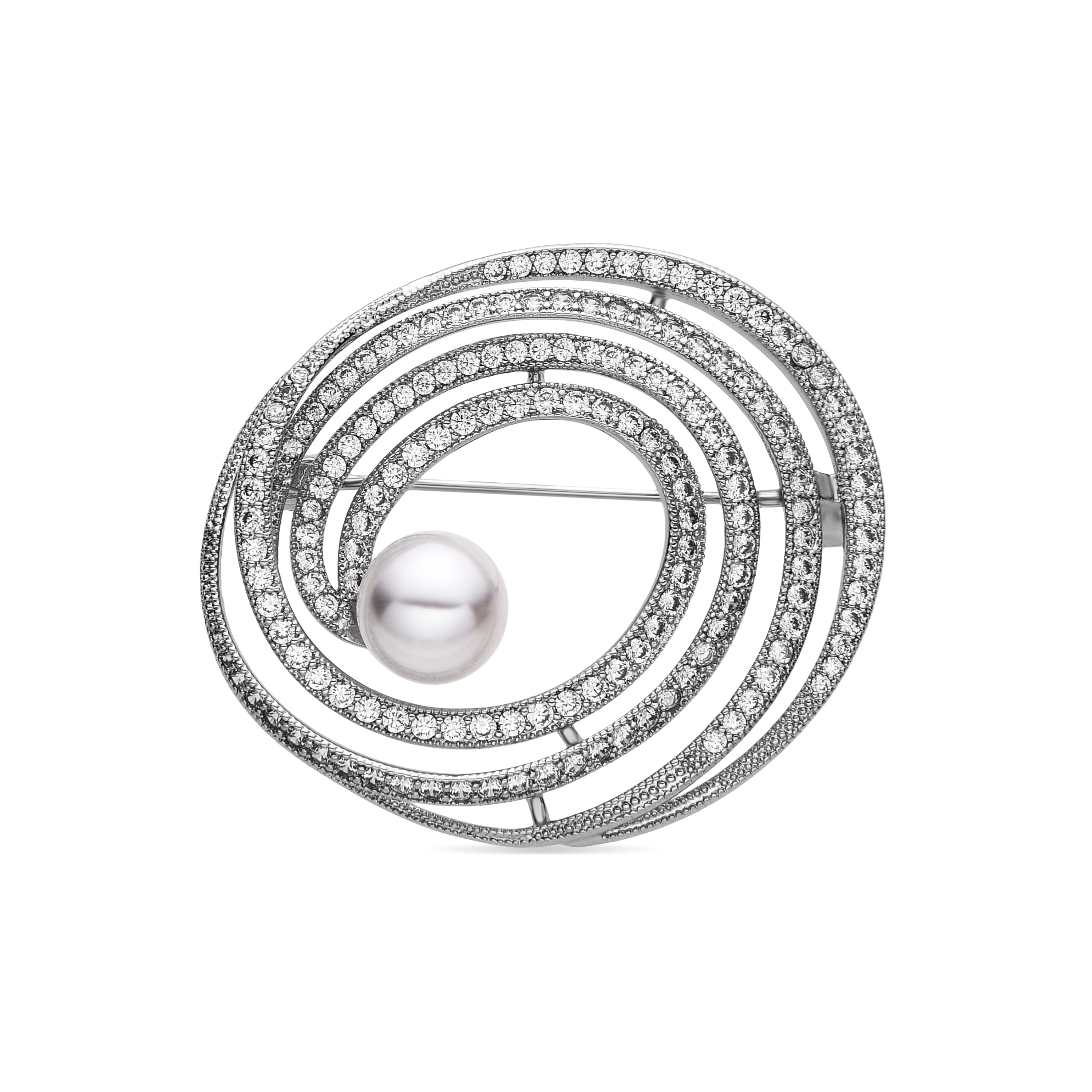 Broche con Circonita Brillante acabado plata - Telah