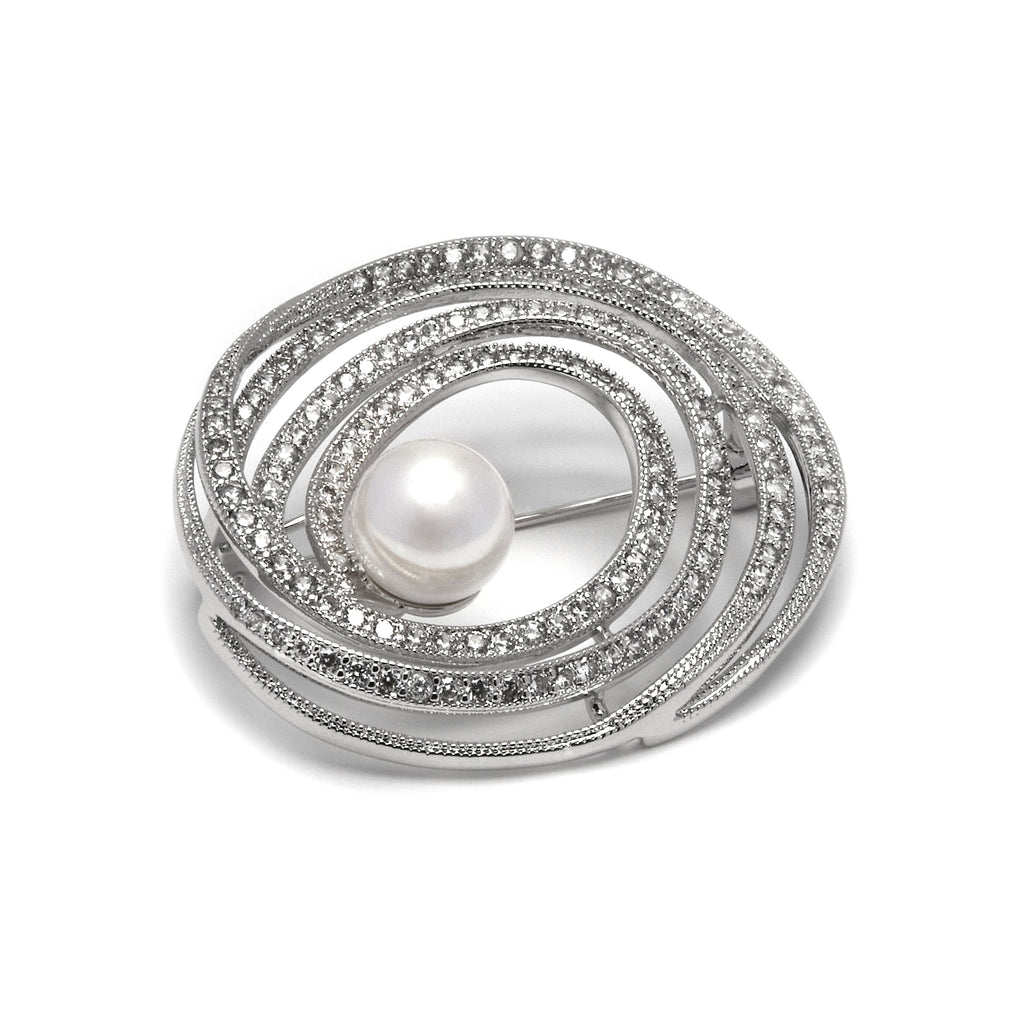 Broche con Circonita Brillante acabado plata - Telah