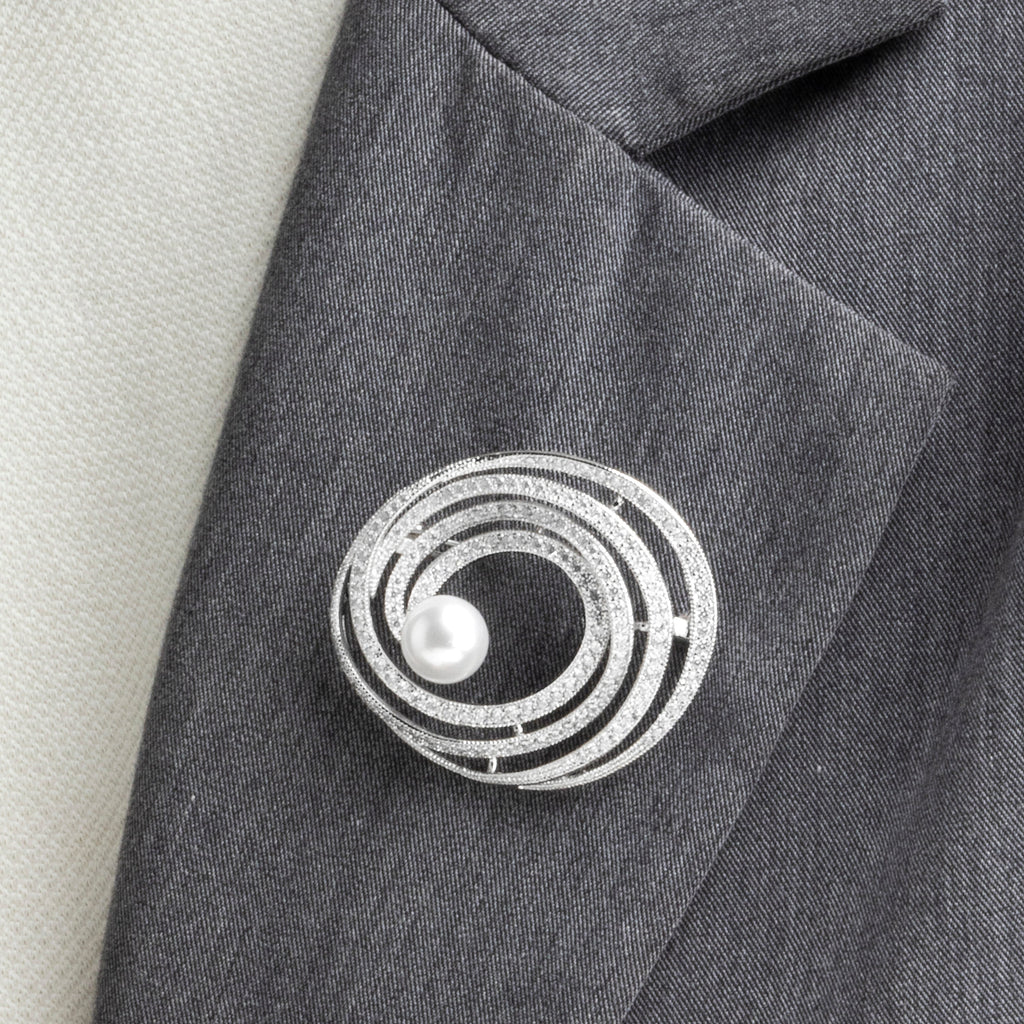 Broche con Circonita Brillante acabado plata - Telah